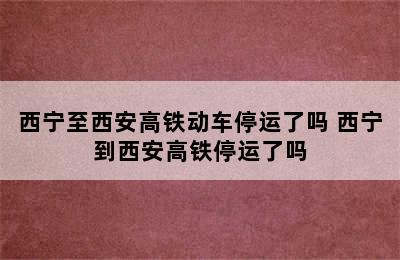 西宁至西安高铁动车停运了吗 西宁到西安高铁停运了吗